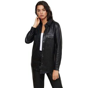 Dynamite Women's Faux Leather Shacket - Black - US M